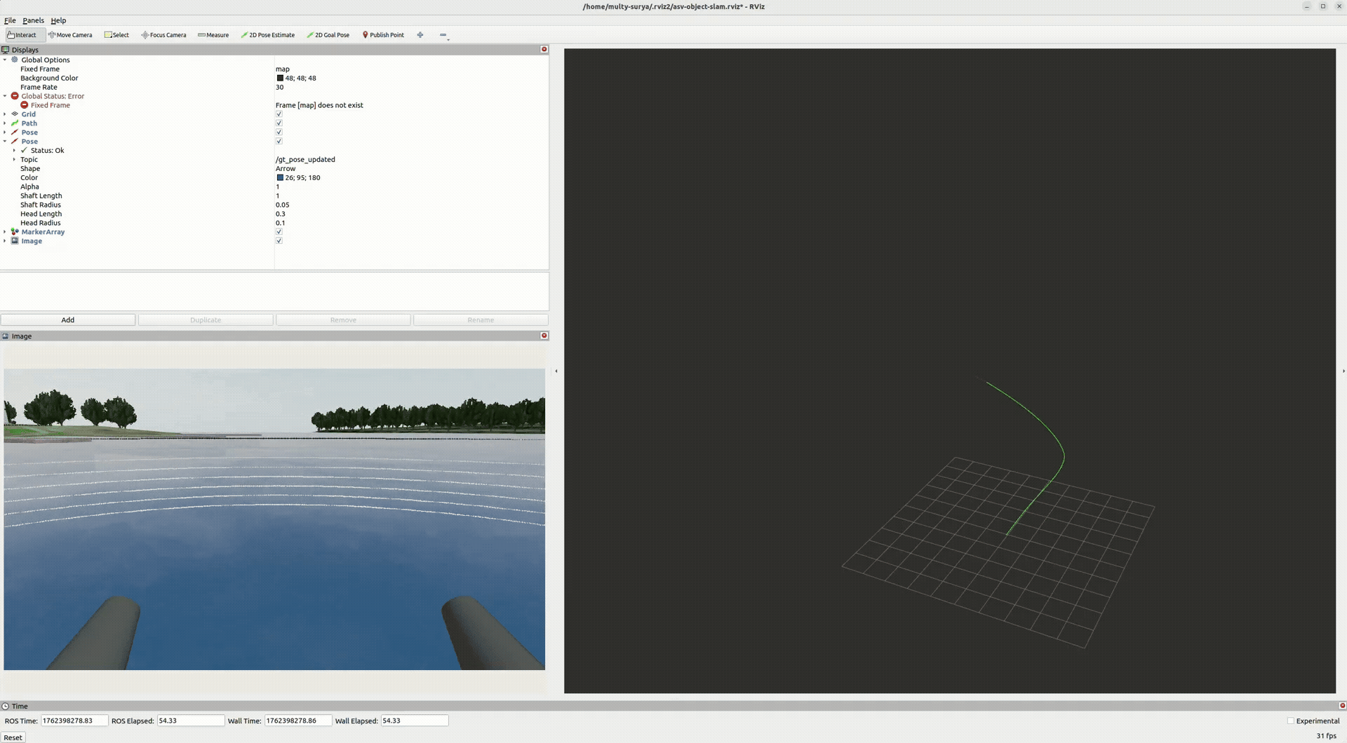 RViz: GTSAM-optimized pose and object map